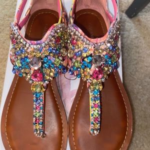 Gianni Bini Gladiator Jeweled Sandals